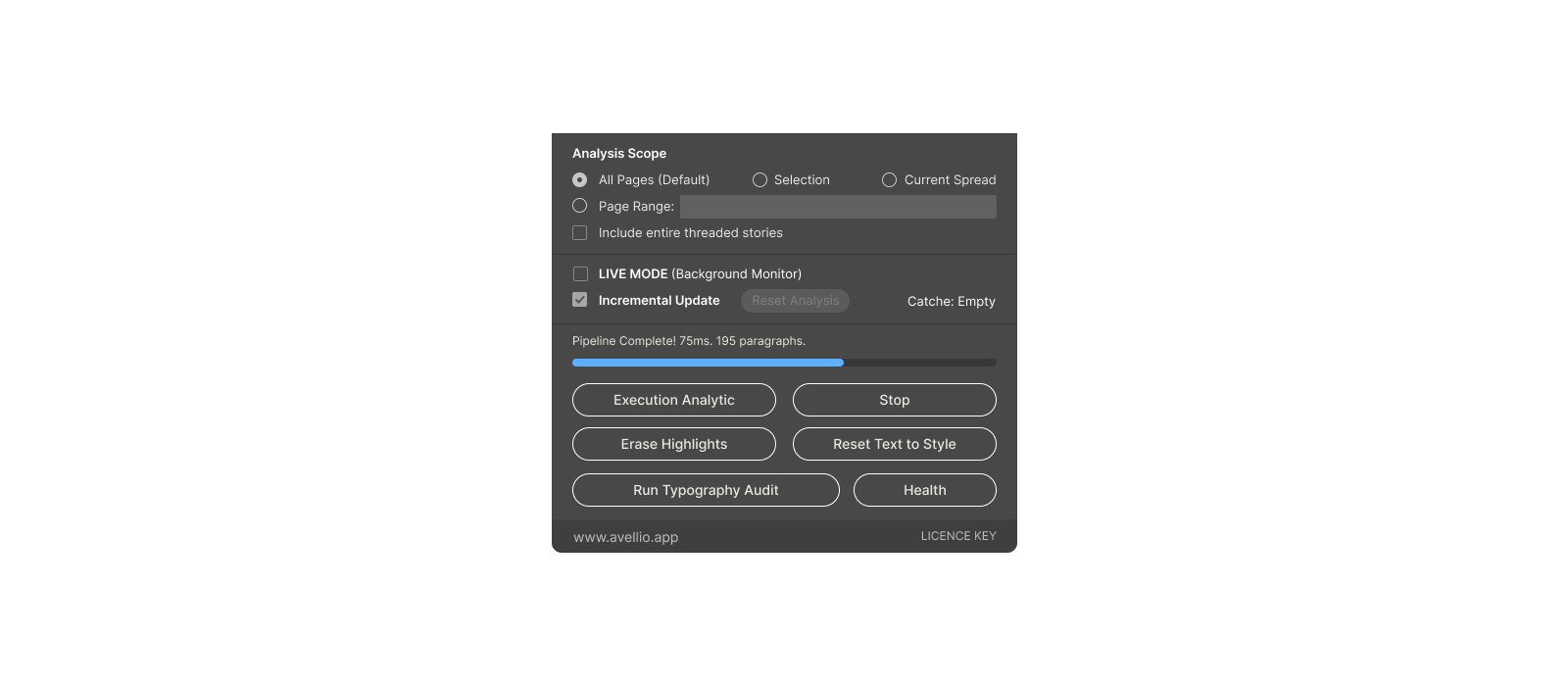 UI-03 — Shared Analysis Scope, Live Mode, Incremental Update, status, and footer controls