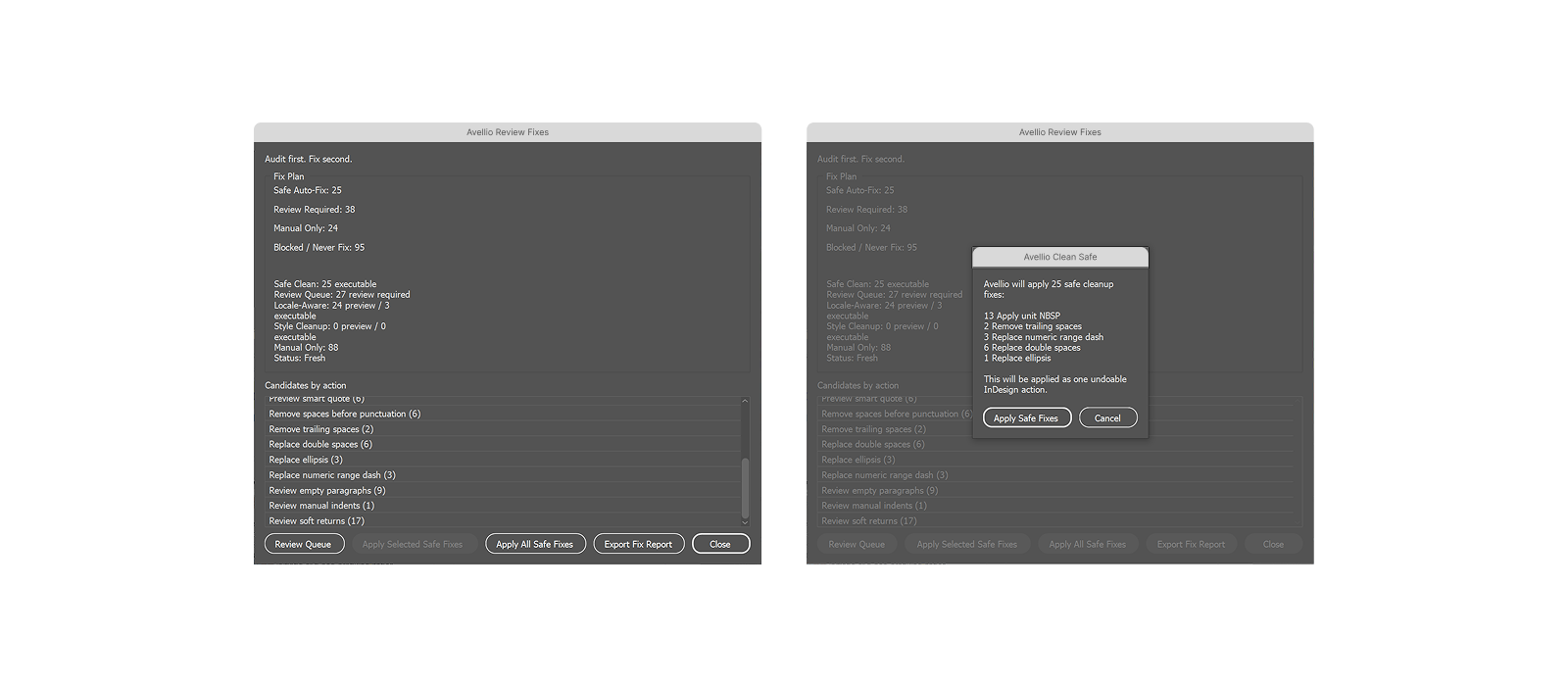 UI-13 — Read the Fix Plan totals and the exact Safe Clean action list before confirming the batch